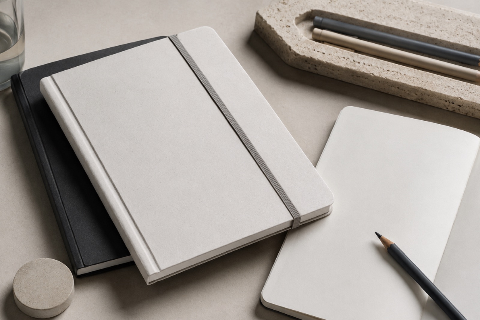 Finished Carthage stone paper notebooks